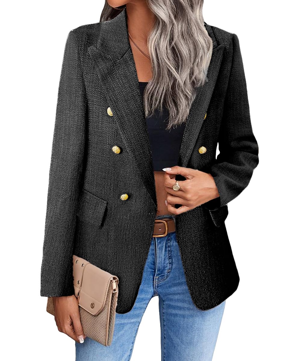 Foto 2 pulgar | Chaqueta Blazer Mina Self Black Tweed Plaid Para Mujer - Venta Internacional.