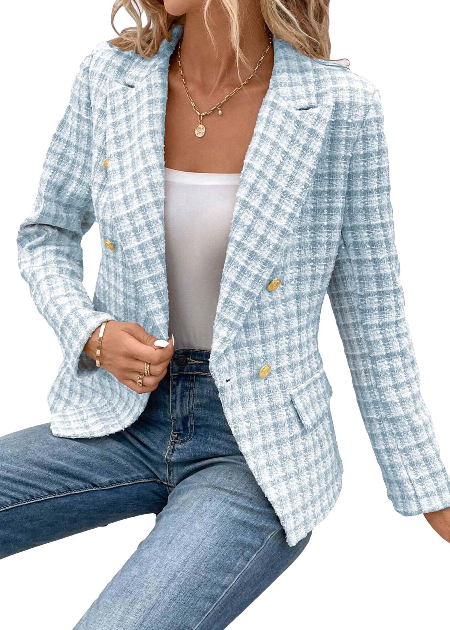 Foto 6 pulgar | Chaqueta Blazer Mina Self Tweed 2024 Otoño-invierno Azul Claro - Venta Internacional.