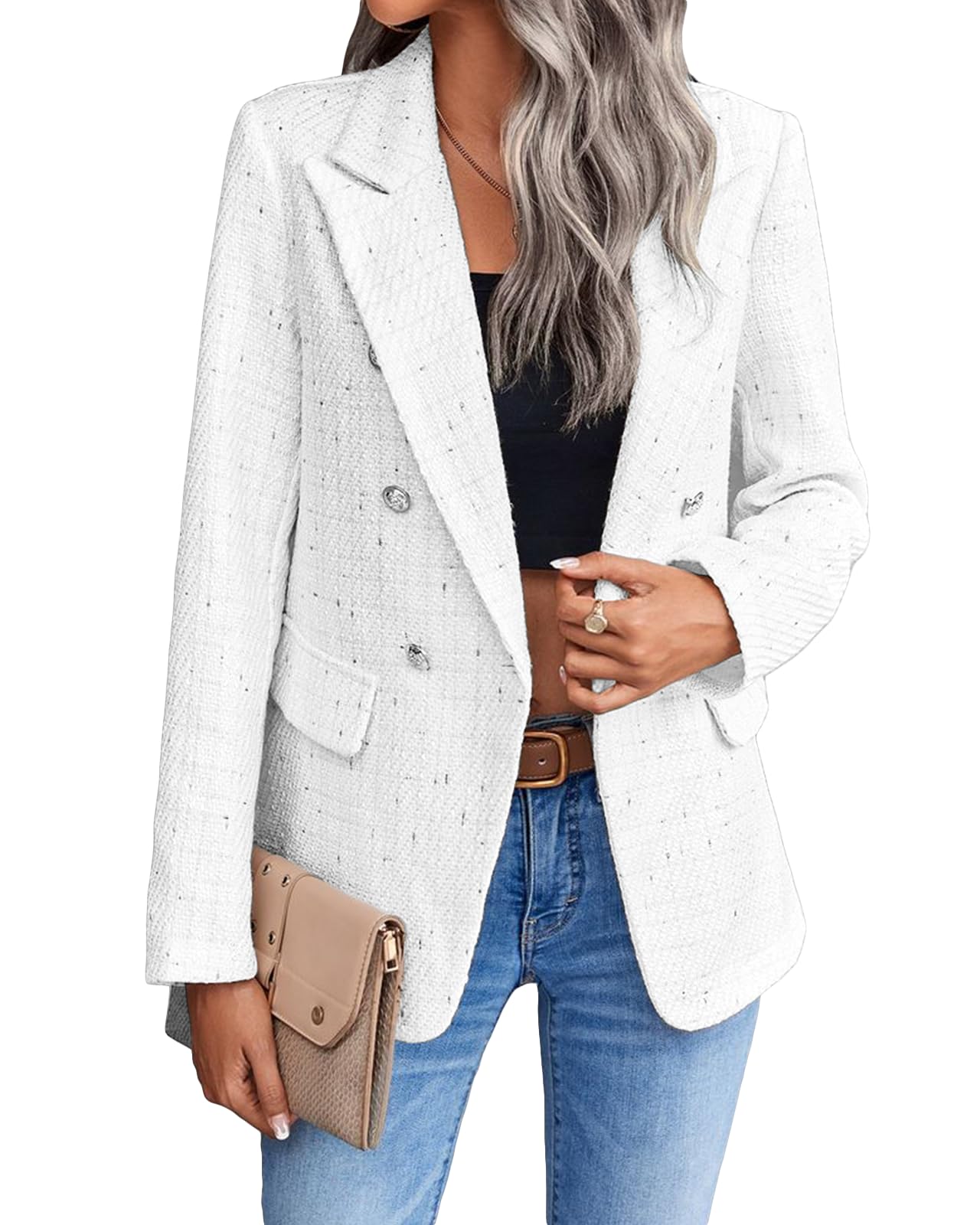 Foto 1 | Chaqueta Bomber Mina Self Elegant Formal Blanca Para Mujer Xl - Venta Internacional.