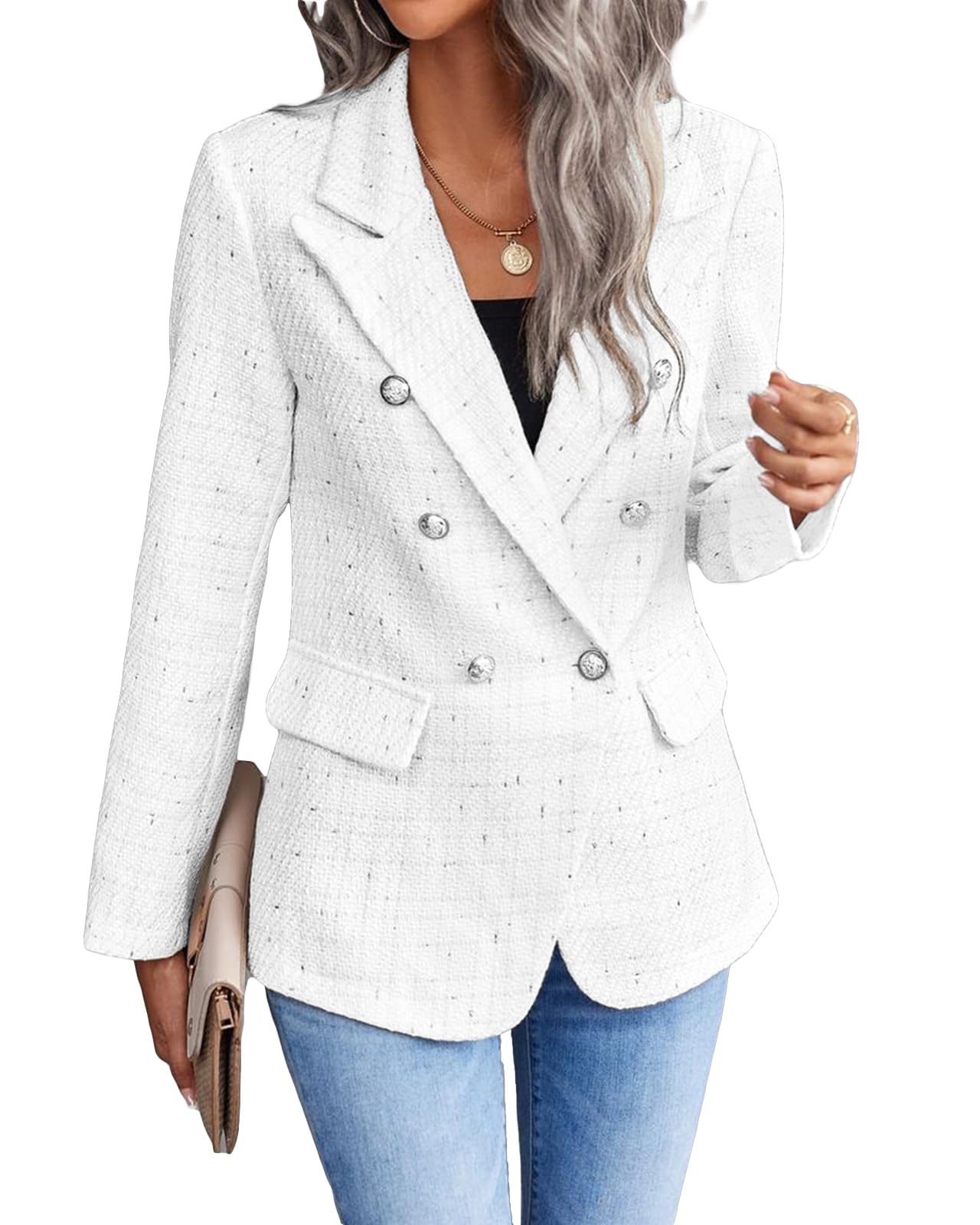 Foto 2 | Chaqueta Bomber Mina Self Elegant Formal Blanca Para Mujer Xl - Venta Internacional.