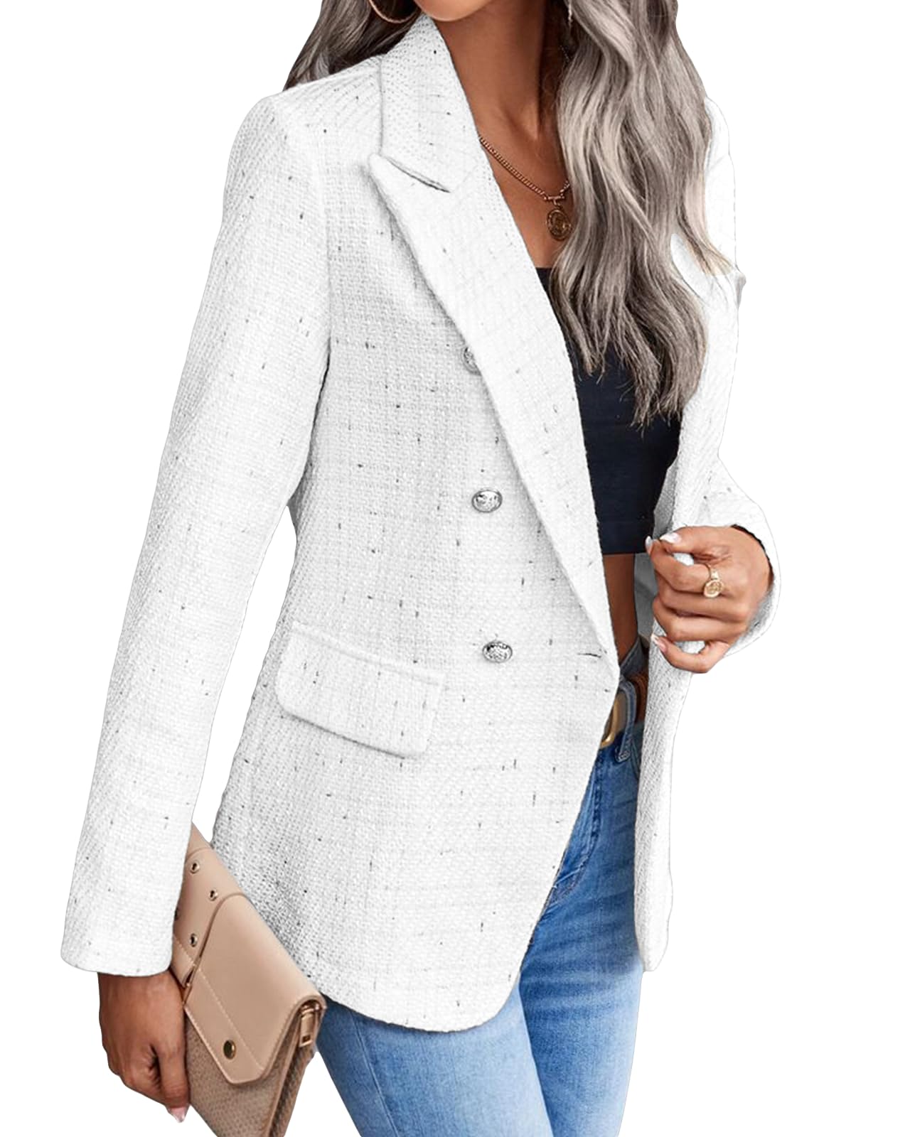 Foto 4 pulgar | Chaqueta Bomber Mina Self Elegant Formal Blanca Para Mujer Xl - Venta Internacional.