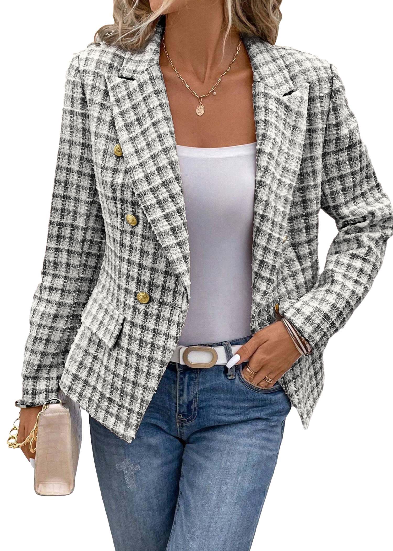 Foto 2 pulgar | Chaqueta Tipo Blazer Mina Self Tweed Plaid 2024 Otoño-invierno Para Mujer - Venta Internacional.