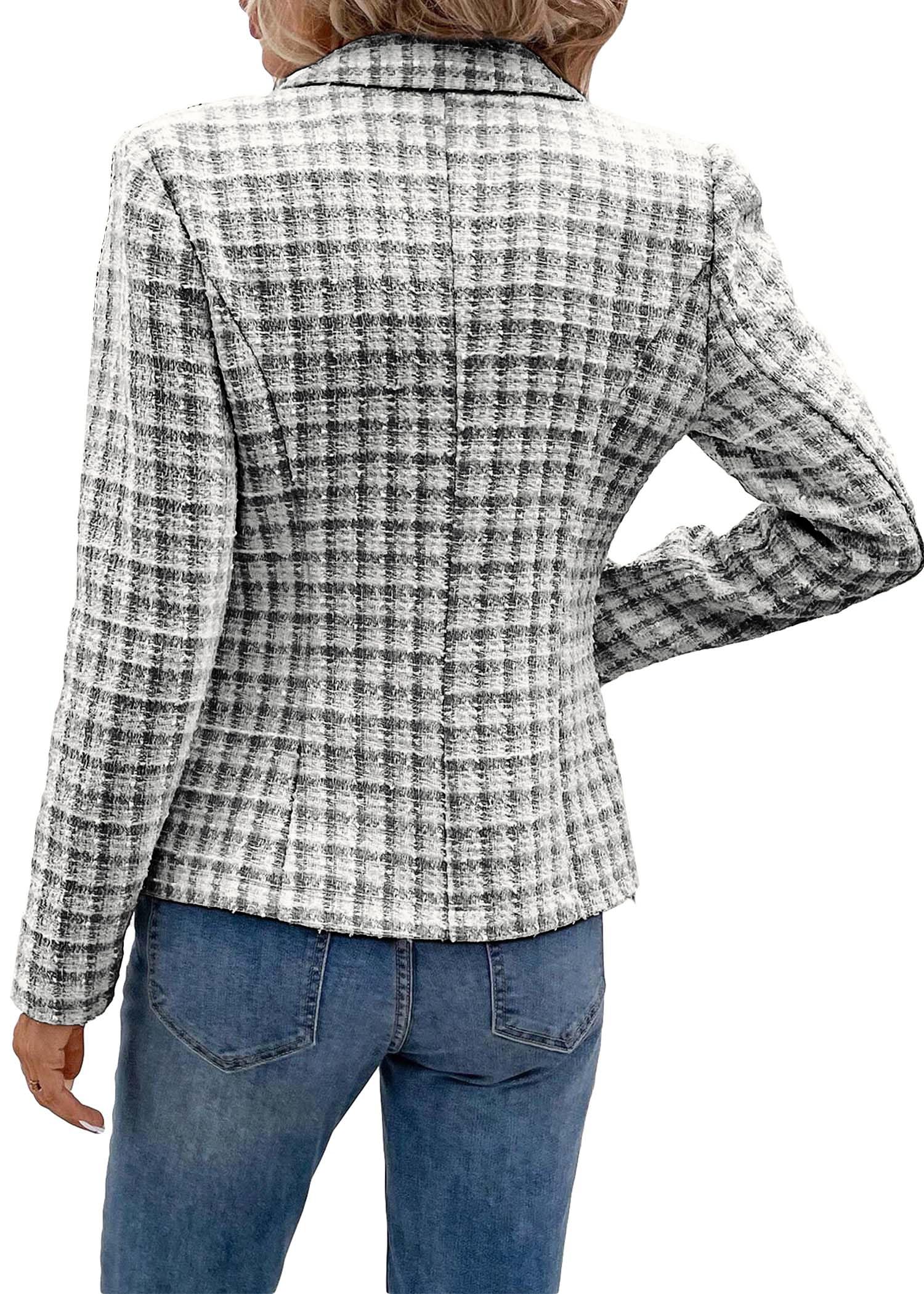 Foto 3 pulgar | Chaqueta Tipo Blazer Mina Self Tweed Plaid 2024 Otoño-invierno Para Mujer - Venta Internacional.