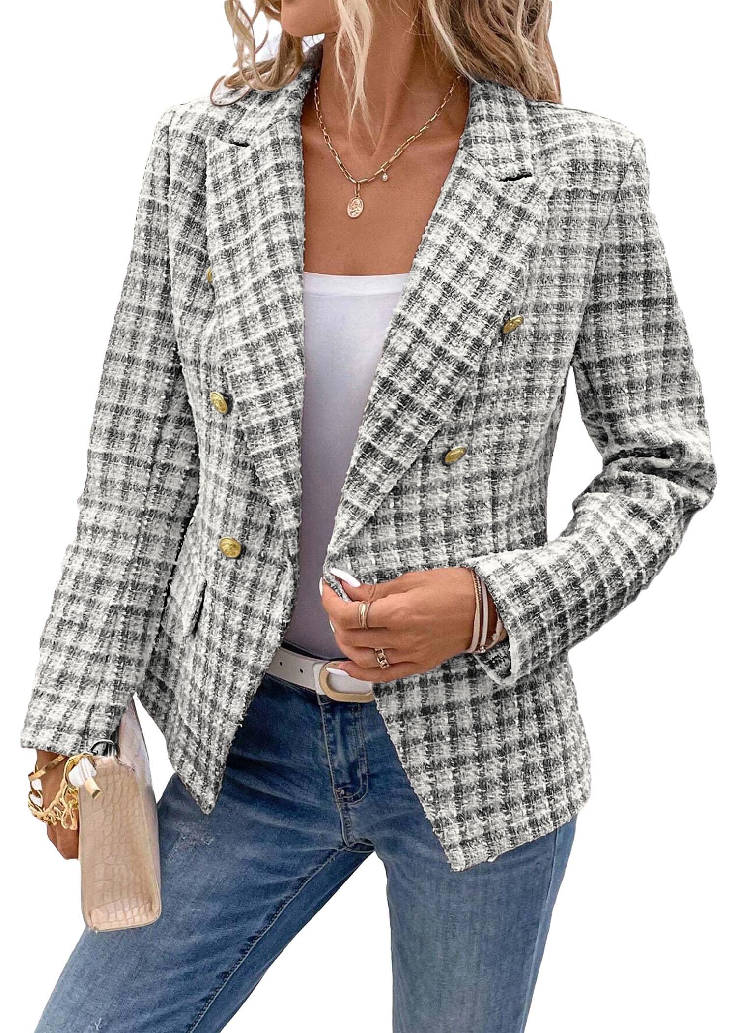 Foto 4 pulgar | Chaqueta Tipo Blazer Mina Self Tweed Plaid 2024 Otoño-invierno Para Mujer - Venta Internacional.