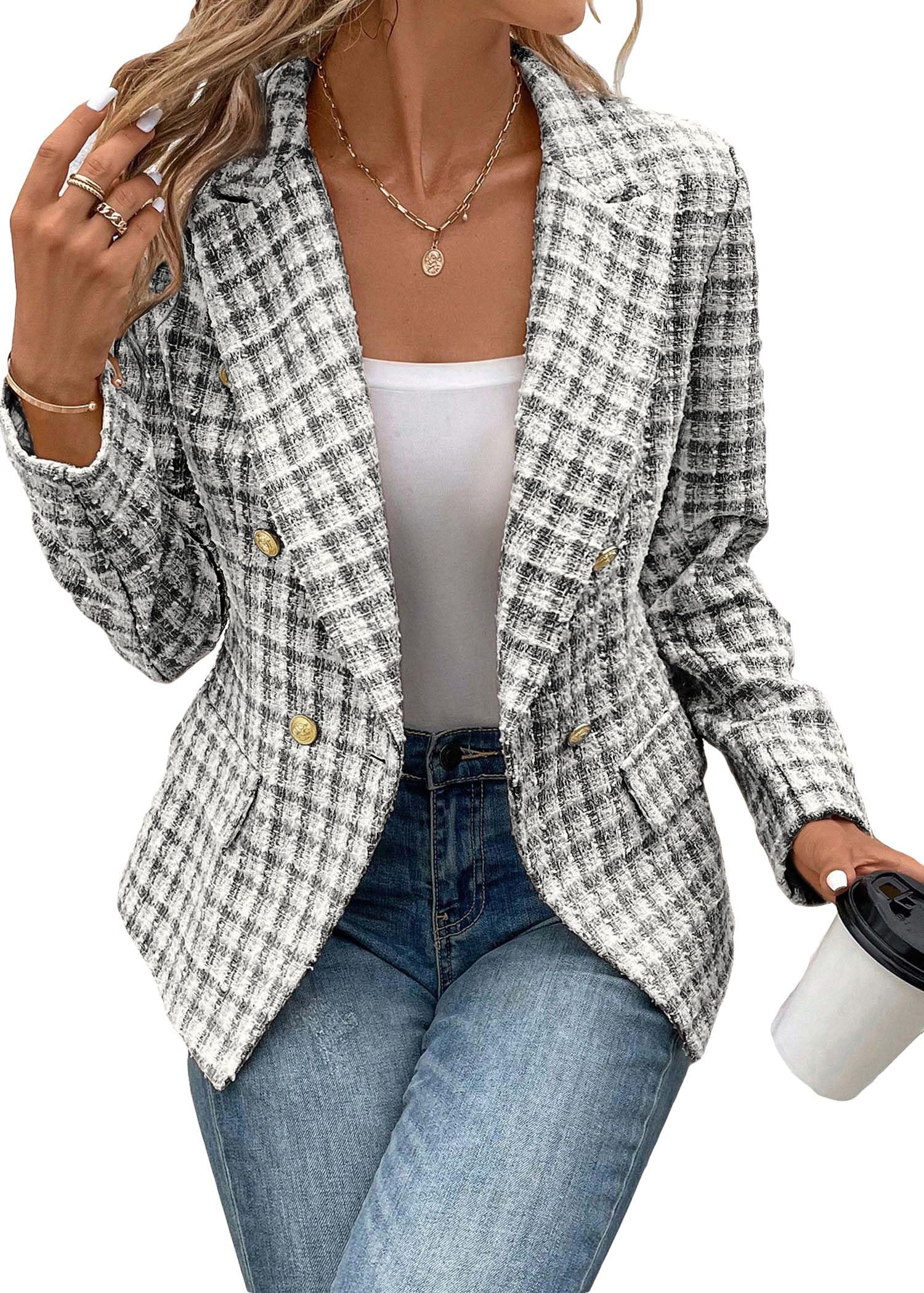 Foto 6 pulgar | Chaqueta Tipo Blazer Mina Self Tweed Plaid 2024 Otoño-invierno Para Mujer - Venta Internacional.