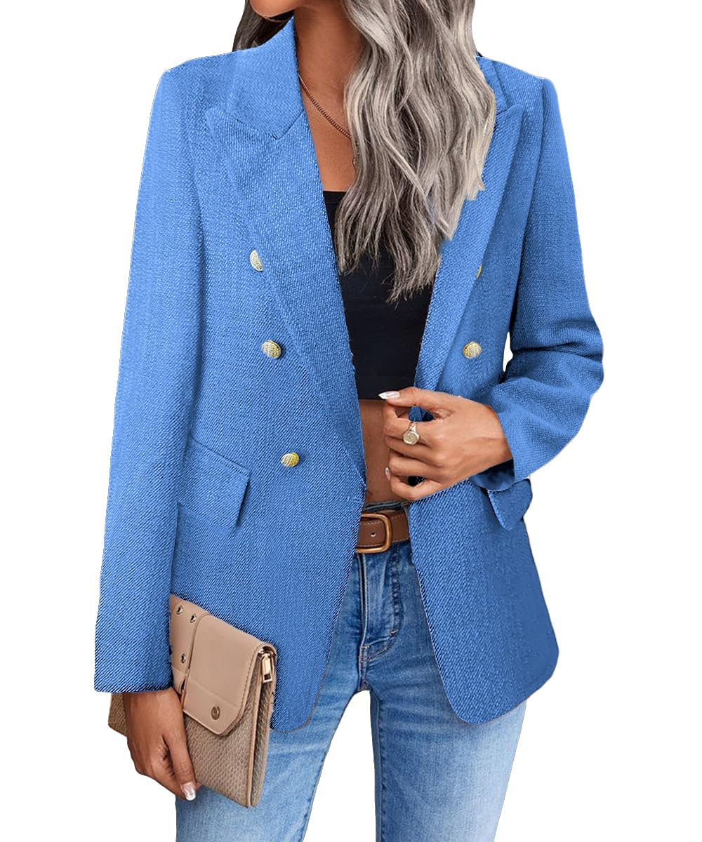 Foto 2 pulgar | Chaqueta Blazer Mina Self Blue Tweed Plaid Para Mujer - Venta Internacional.