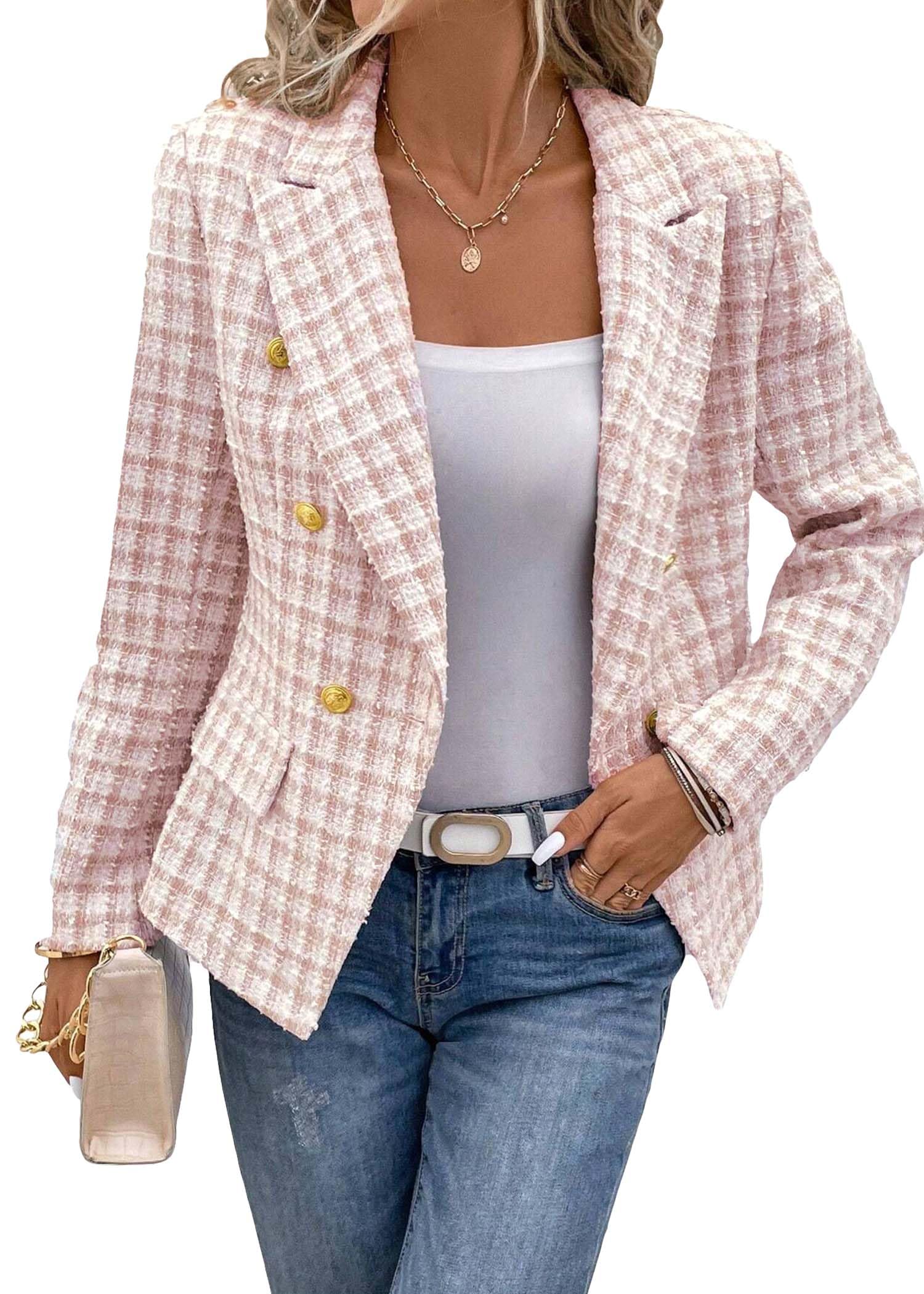Foto 1 | Traje De Trabajo Blazer Mina Self Plaid 2024, Rosa Claro, Para Mujer - Venta Internacional.
