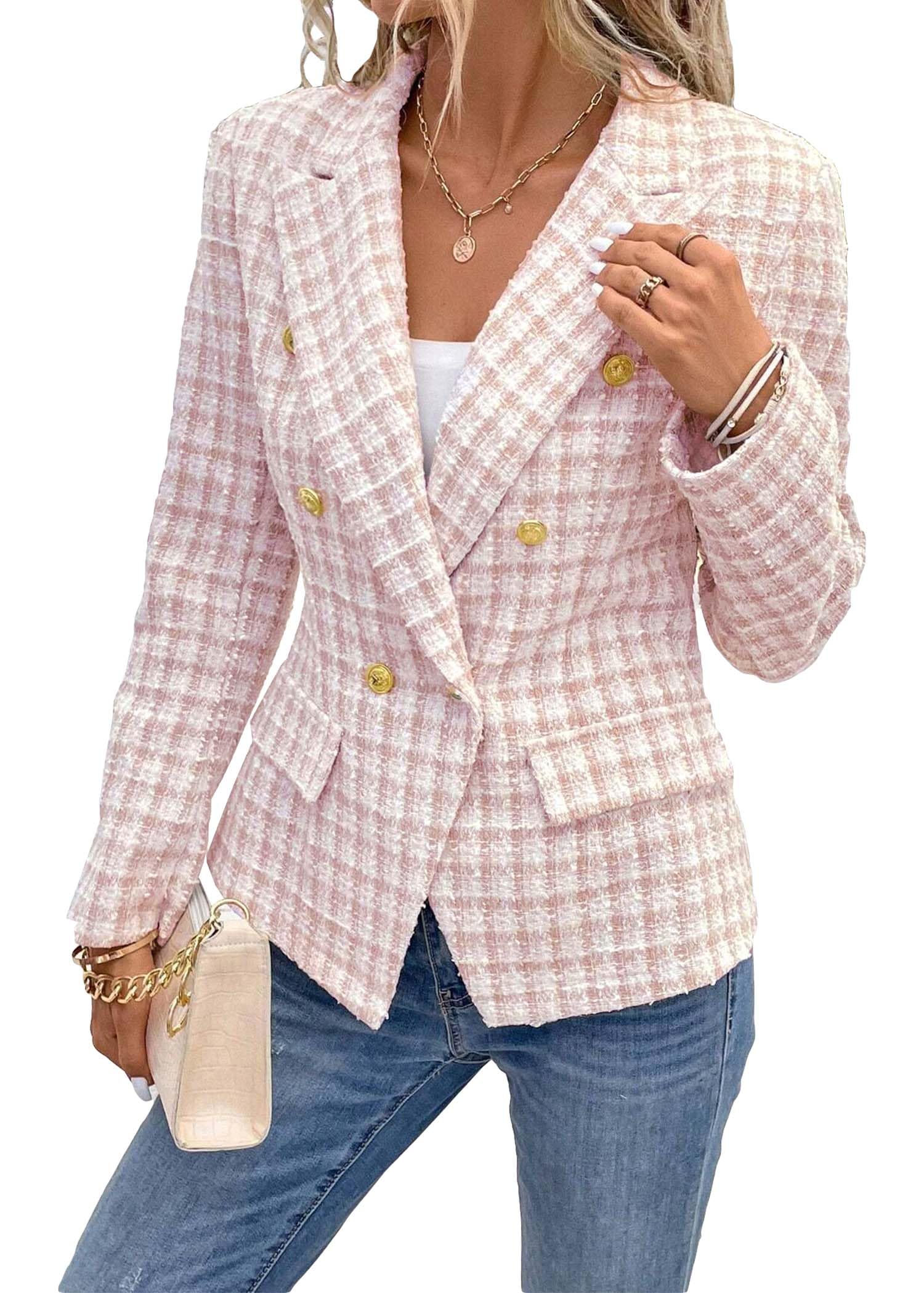 Foto 5 pulgar | Traje De Trabajo Blazer Mina Self Plaid 2024, Rosa Claro, Para Mujer - Venta Internacional.