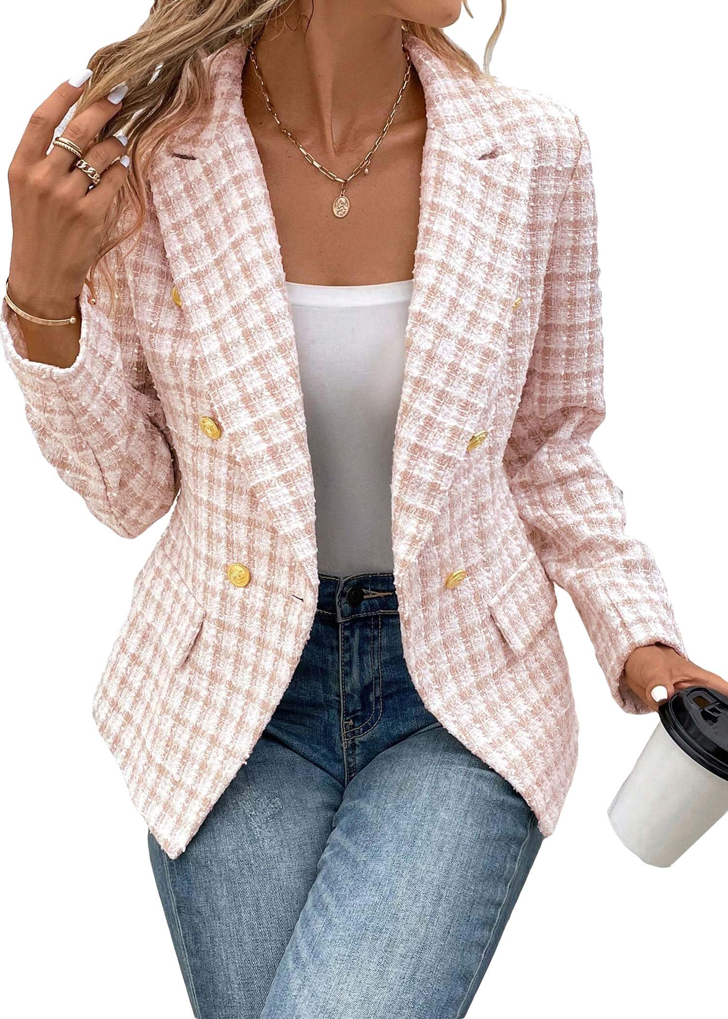 Foto 6 pulgar | Traje De Trabajo Blazer Mina Self Plaid 2024, Rosa Claro, Para Mujer - Venta Internacional.