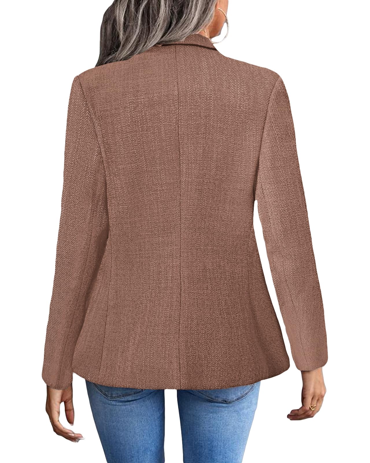 Foto 5 pulgar | Chaqueta Tipo Blazer Mina Self, Marrón Tostado, Tweed, A Cuadros Para Mujer - Venta Internacional.