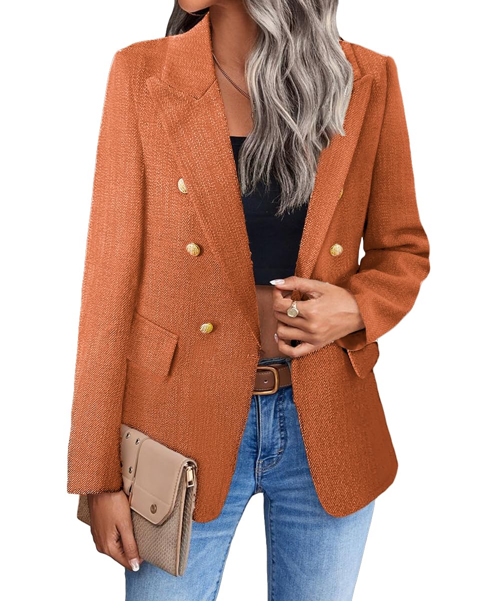 Foto 2 pulgar | Chaqueta Blazer Mina Self Orange Tweed Plaid Para Mujer - Venta Internacional.