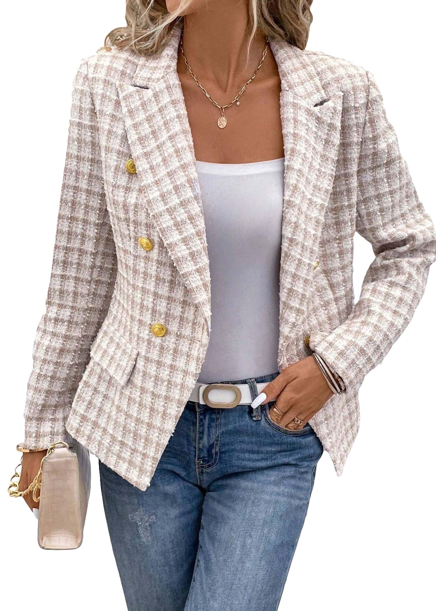 Chaqueta Tipo Blazer Mina Self Tweed Plaid 2024 Otoño-invierno Para Mujer - Venta Internacional.
