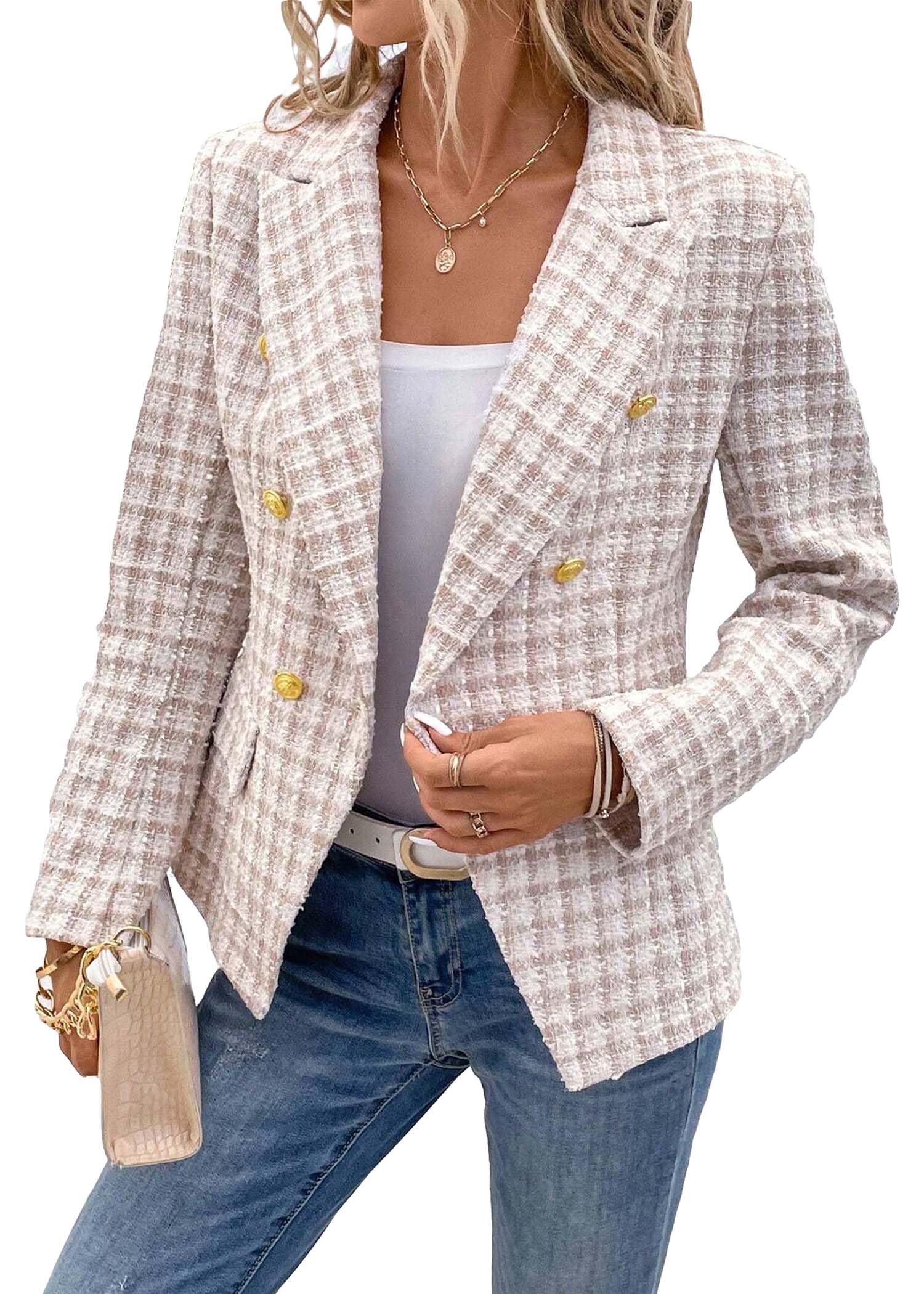 Foto 3 | Chaqueta Tipo Blazer Mina Self Tweed Plaid 2024 Otoño-invierno Para Mujer - Venta Internacional.