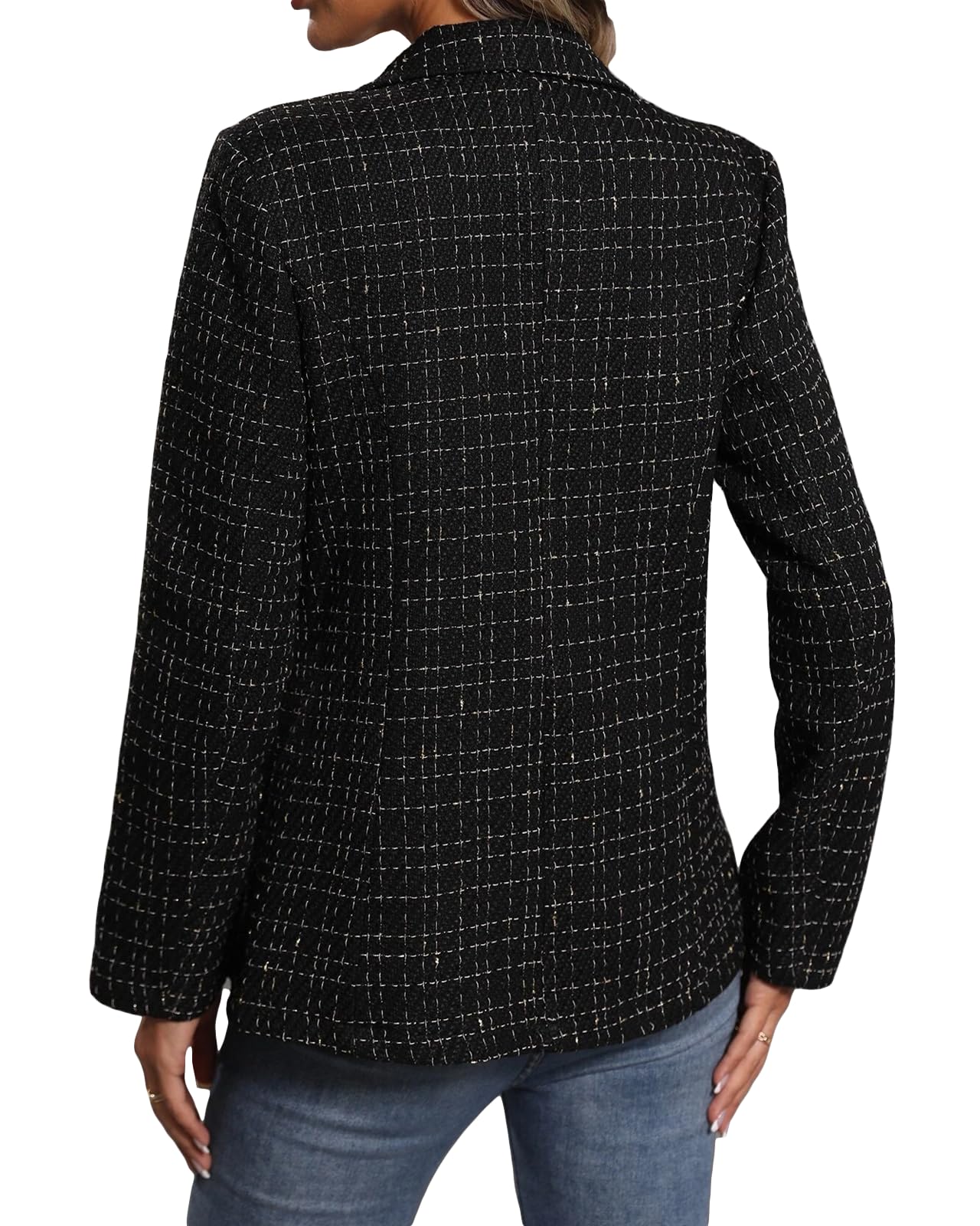 Foto 6 pulgar | Chaqueta Blazer Mina Self Tweed Para Mujer Negra Xs - Venta Internacional.