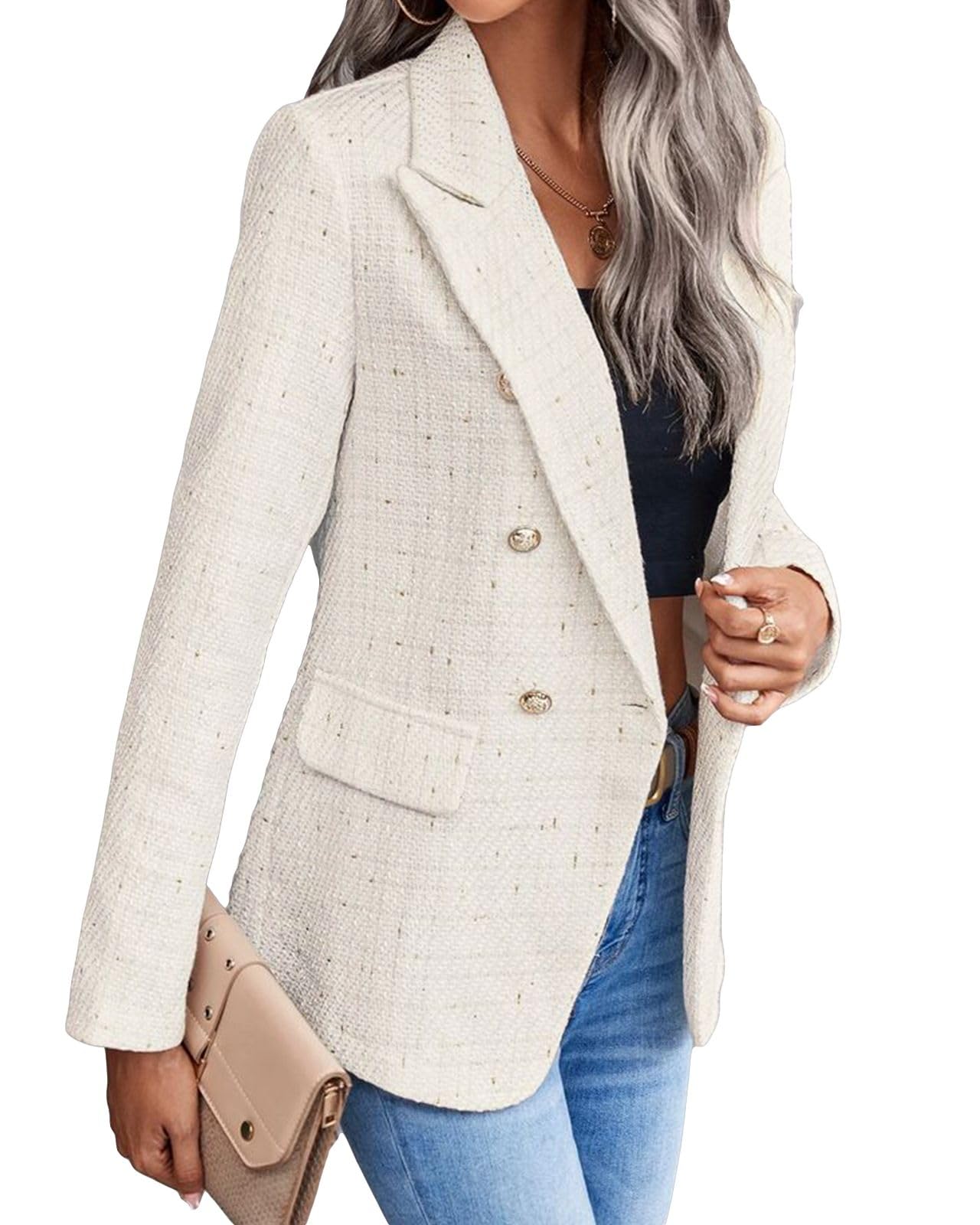 Foto 4 pulgar | Chaqueta Tipo Blazer Mina Self Leather Para Mujer, Color Beige, Talla Xl - Venta Internacional.