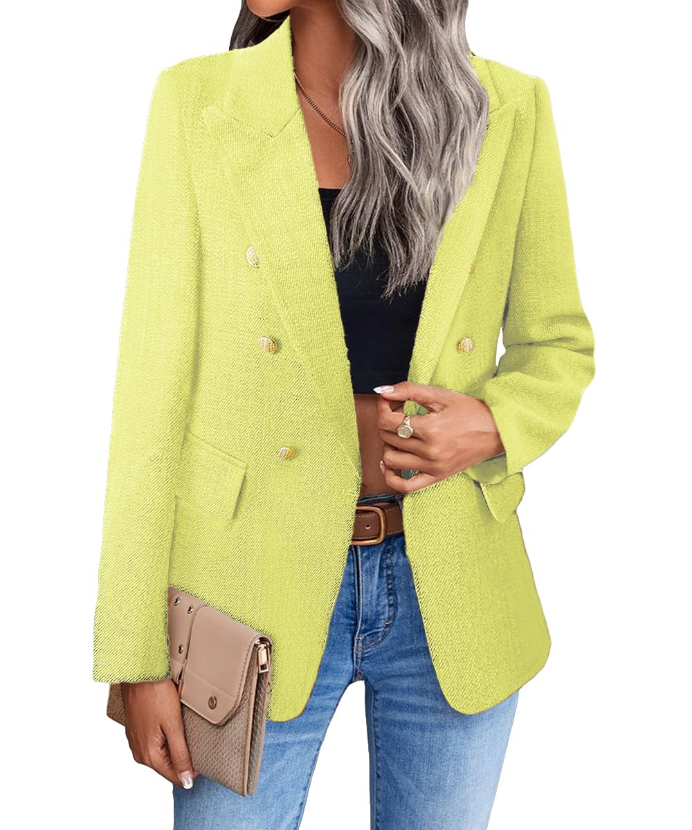 Foto 2 pulgar | Chaqueta Blazer Mina Self De Tweed Amarillo Verde A Cuadros Para Mujer - Venta Internacional.