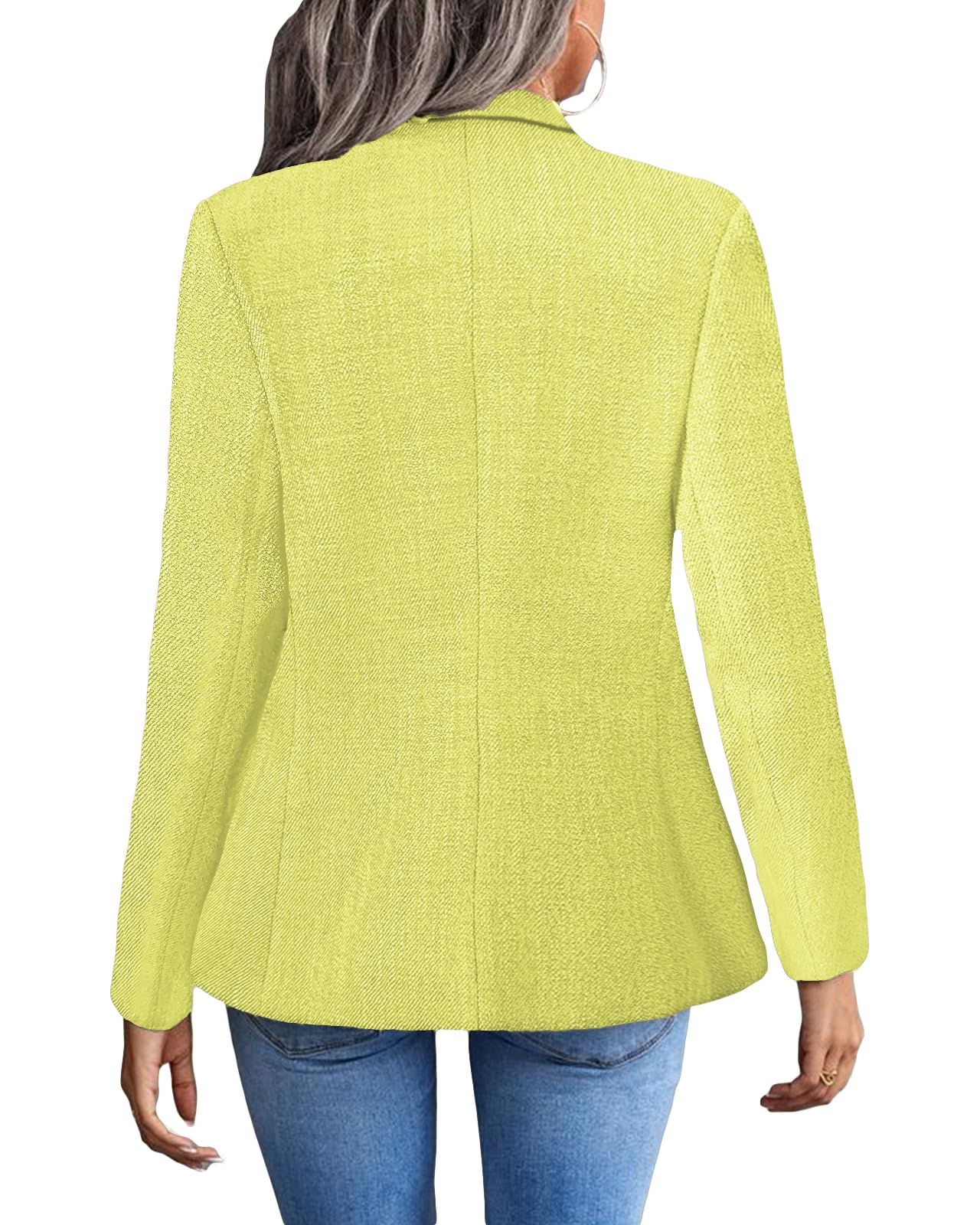 Foto 4 | Chaqueta Blazer Mina Self De Tweed Amarillo Verde A Cuadros Para Mujer - Venta Internacional.