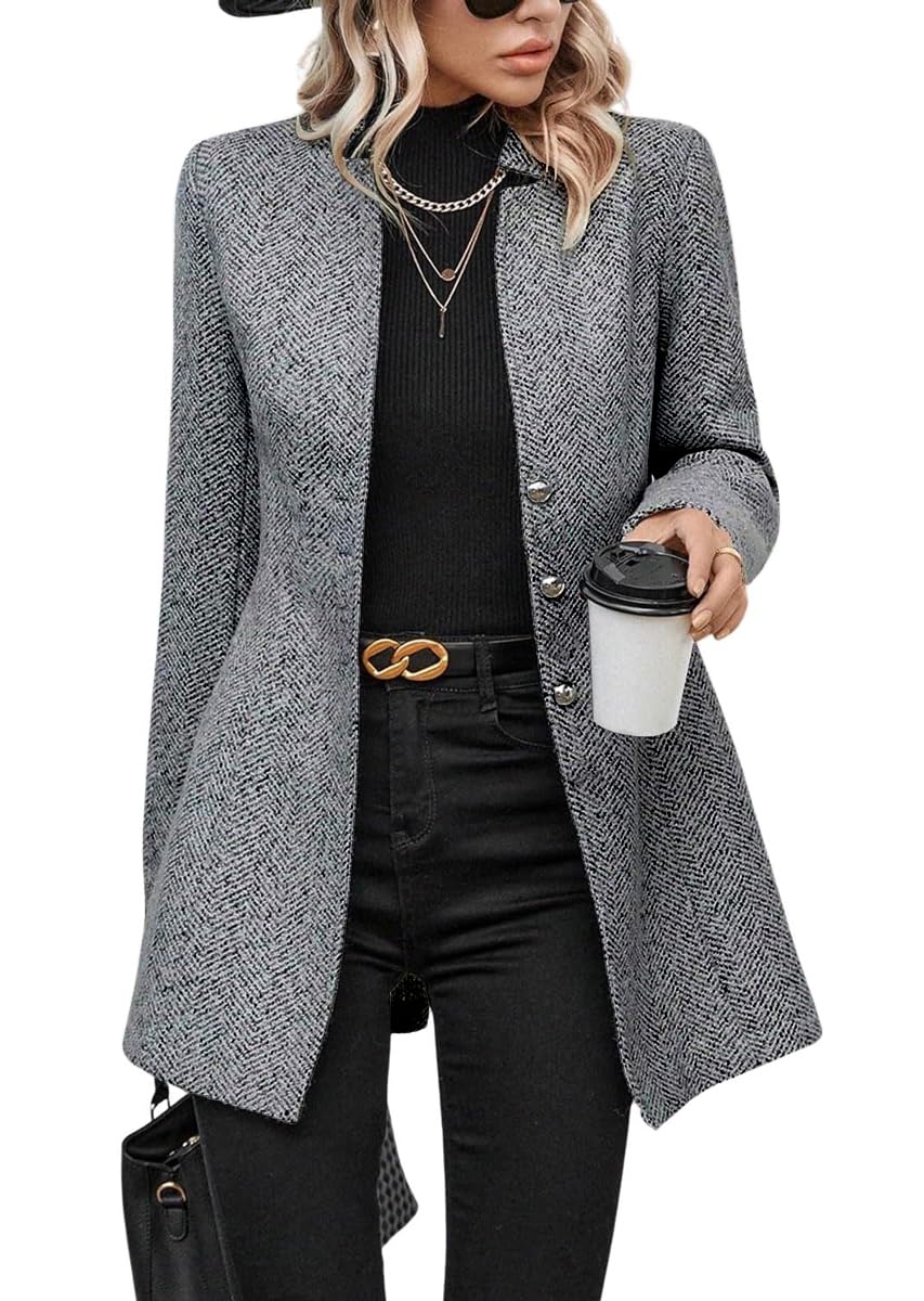 Foto 1 | Abrigo Chouyatou Para Mujer, Casual, De Lana En Espiga - Venta Internacional.