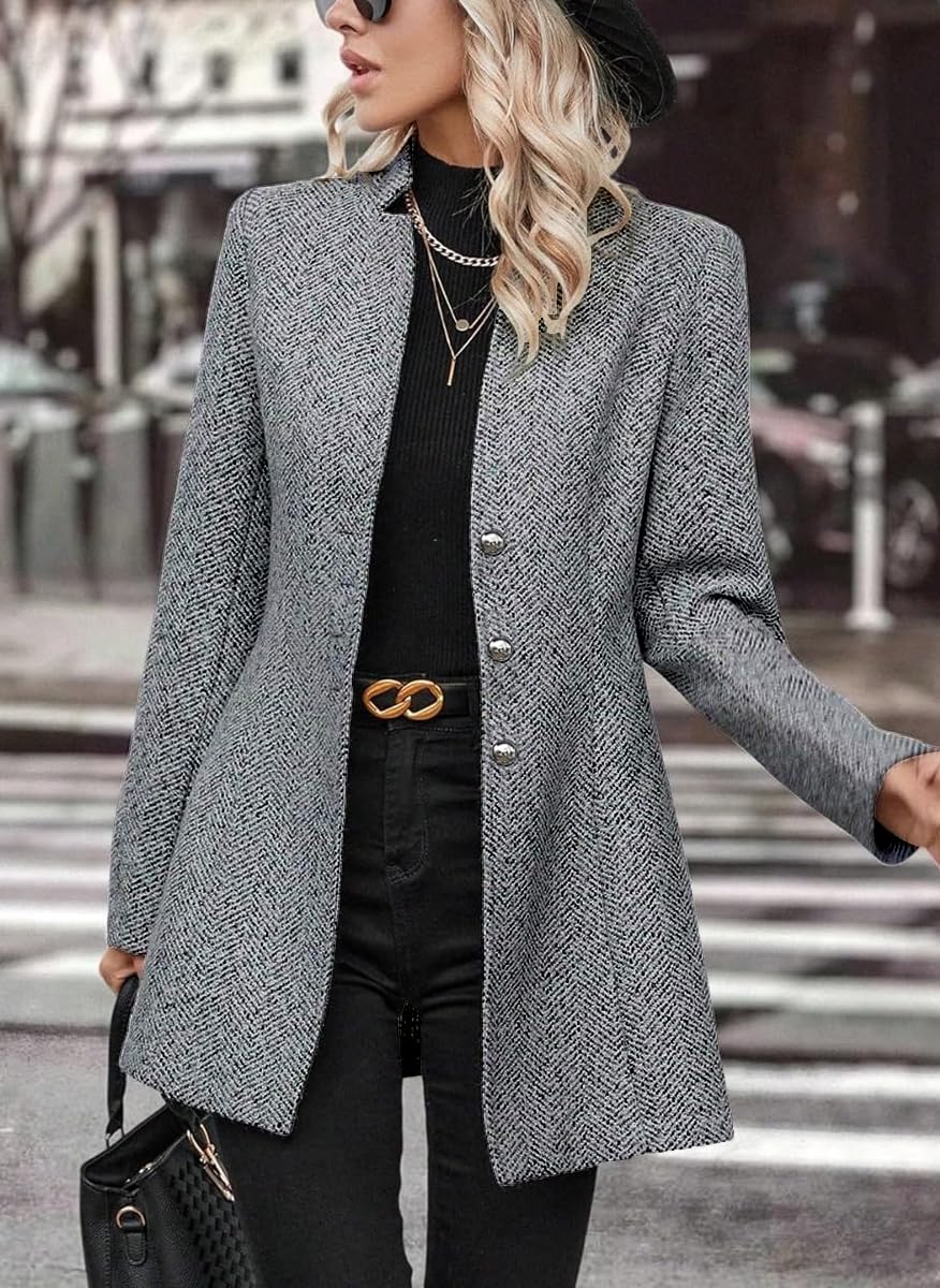 Foto 5 | Abrigo Chouyatou Para Mujer, Casual, De Lana En Espiga - Venta Internacional.