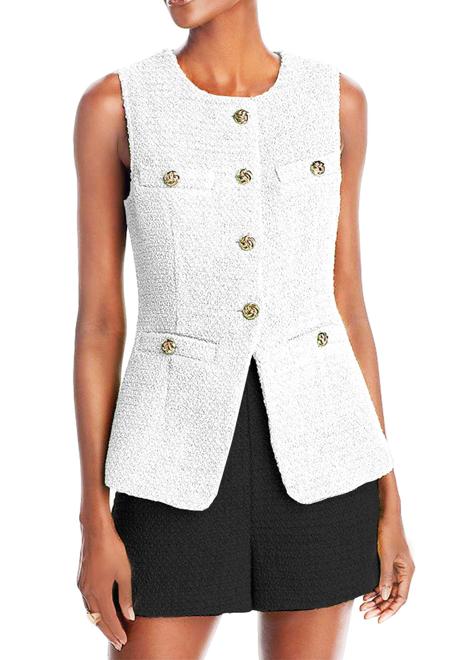 Foto 2 pulgar | Chaleco Blazer Mina Self Sin Mangas Para Mujer 2024, Color Blanco - Venta Internacional.