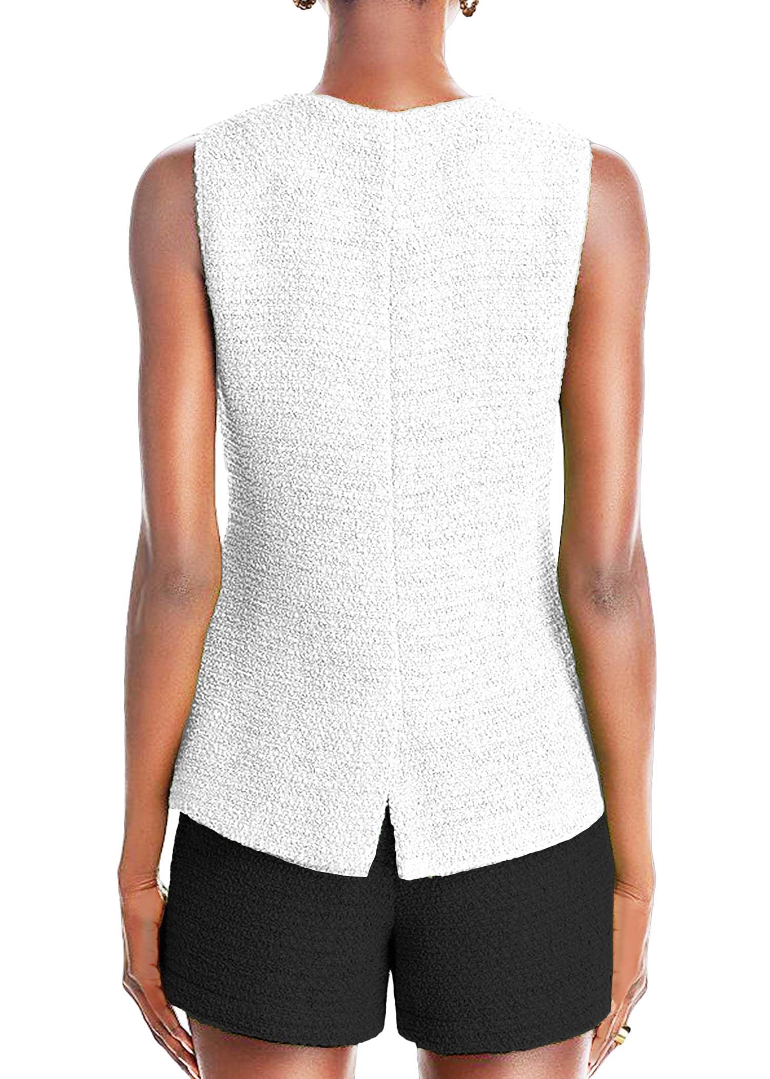 Foto 4 pulgar | Chaleco Blazer Mina Self Sin Mangas Para Mujer 2024, Color Blanco - Venta Internacional.