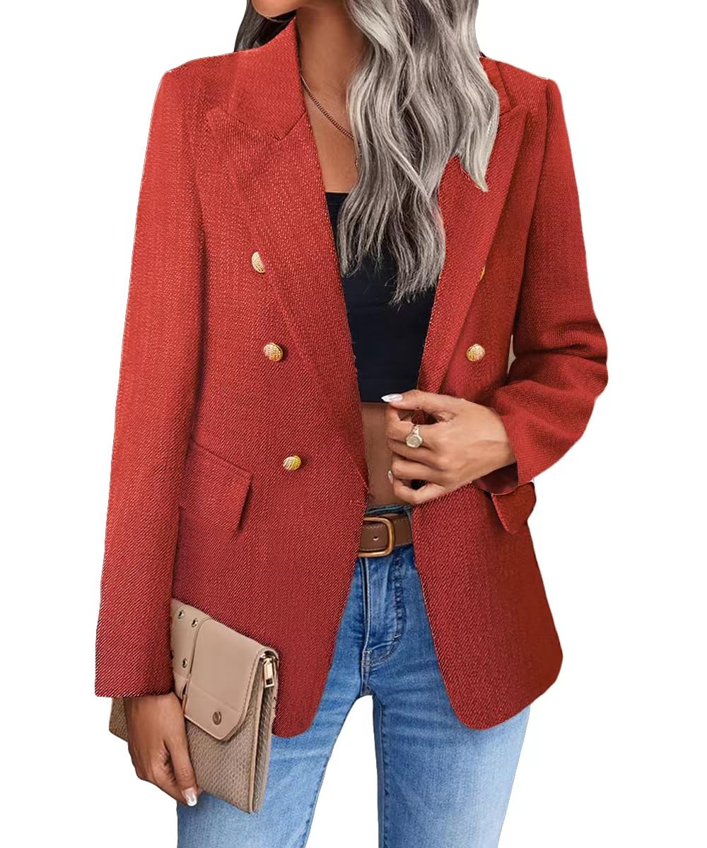 Foto 2 pulgar | Chaqueta Blazer Mina Self Tweed A Cuadros Roja Para Mujer - Venta Internacional.