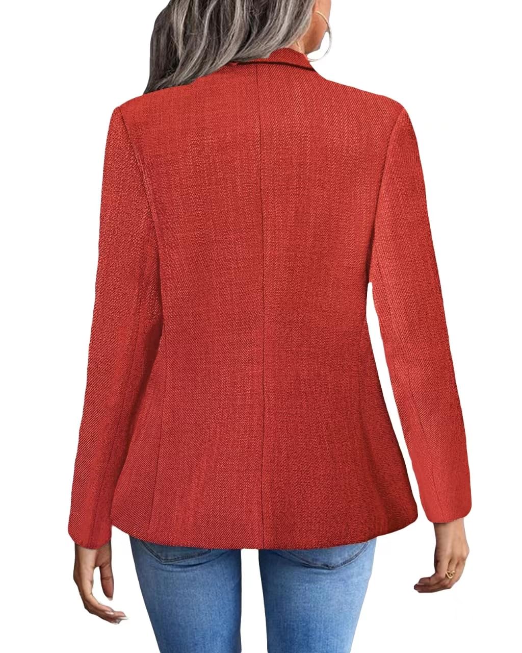 Foto 4 | Chaqueta Blazer Mina Self Tweed A Cuadros Roja Para Mujer - Venta Internacional.