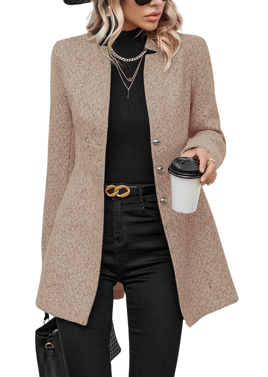 Foto 1 | Abrigo Chouyatou Para Mujer, Casual, De Lana En Espiga - Venta Internacional.