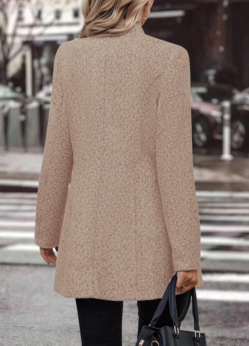 Foto 4 pulgar | Abrigo Chouyatou Para Mujer, Casual, De Lana En Espiga - Venta Internacional.