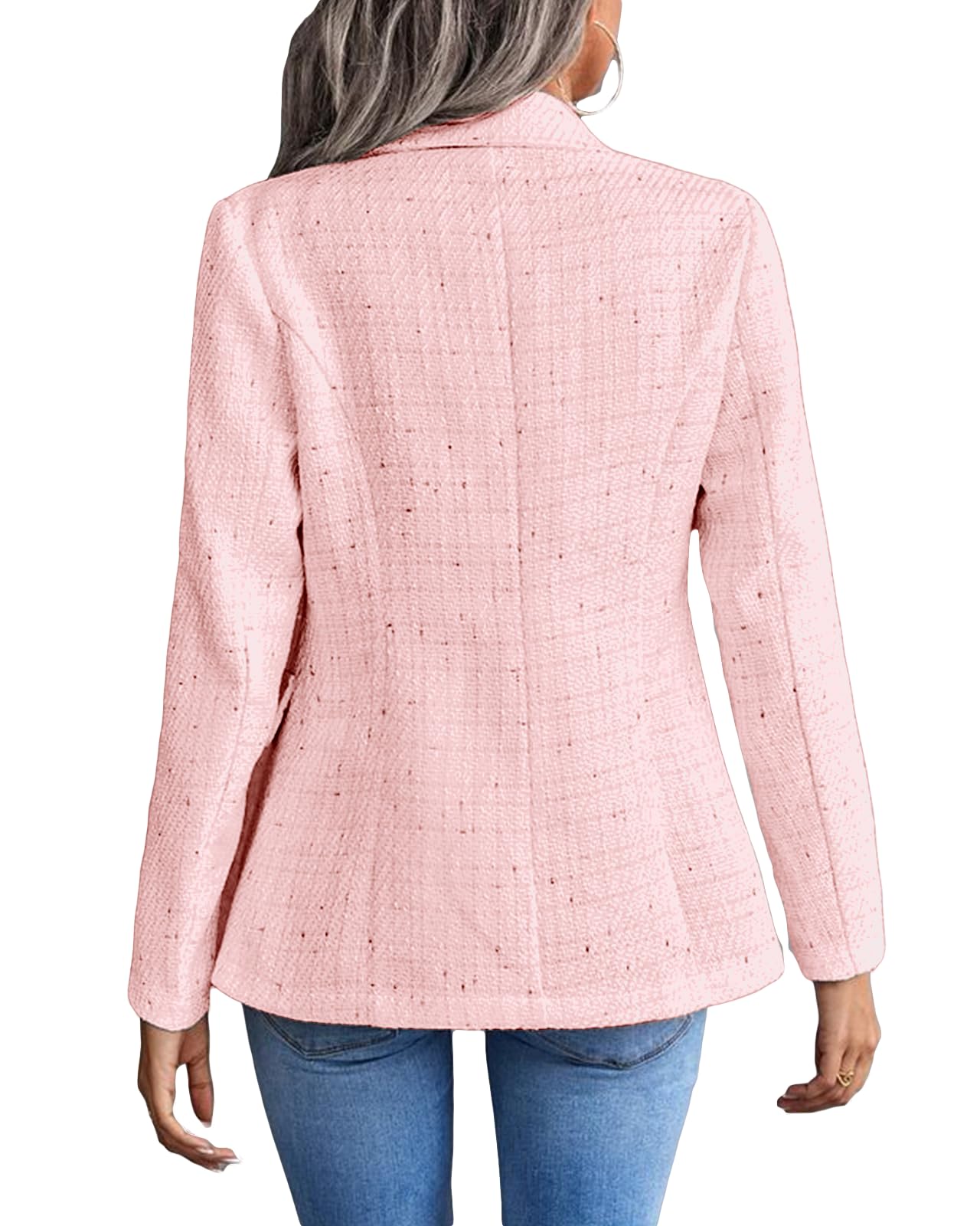 Foto 6 | Blazer Mina Self De Algodón Con Mangas 3/4 Para Mujer, Color Rosa, Talla S - Venta Internacional.