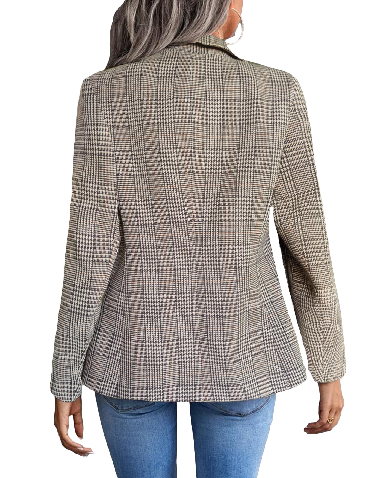 Foto 3 pulgar | Chaqueta Tipo Blazer Mina Self Tweed A Cuadros Marrón Para Mujer - Venta Internacional.