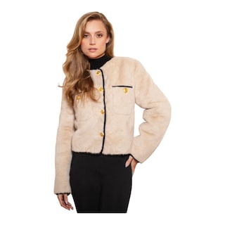 Foto 1 | Saco Beige Peluche Botones Dorados Para Dama Mussi