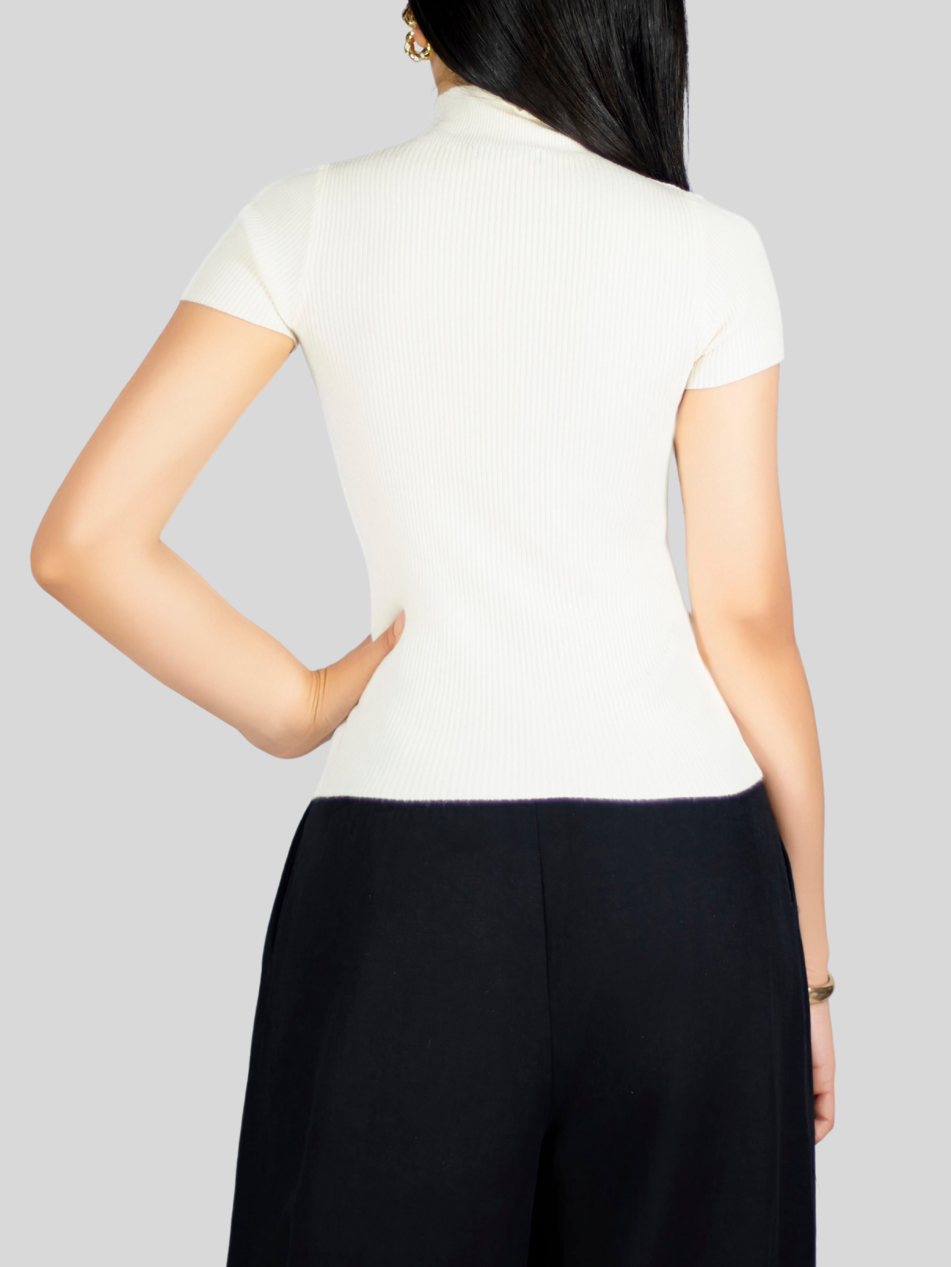 Foto 7 pulgar | Blusas Mujer Casual Blusa Crop Bl-1034 Crema Top Camiseta Stretch