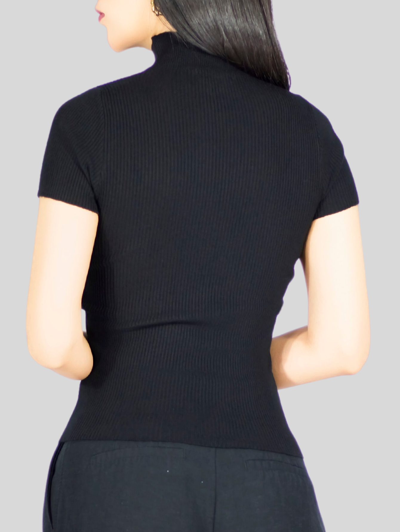 Foto 7 pulgar | Blusas Mujer Casual Blusa Crop Bl-1034 Negro Top Camiseta Stretch
