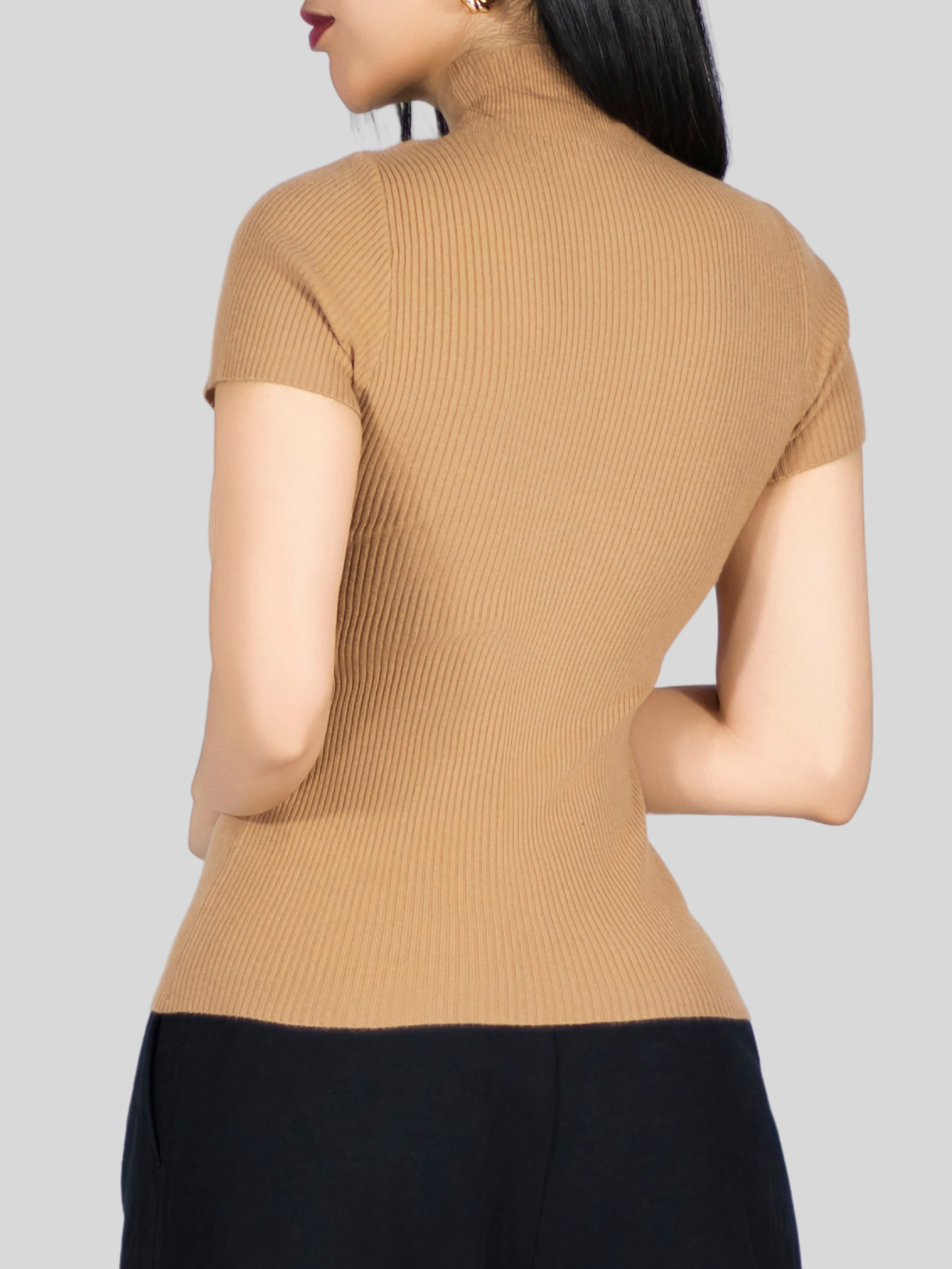 Foto 7 pulgar | Blusas Mujer Casual Blusa Crop Bl-1034 Cafe Top Camiseta Stretch