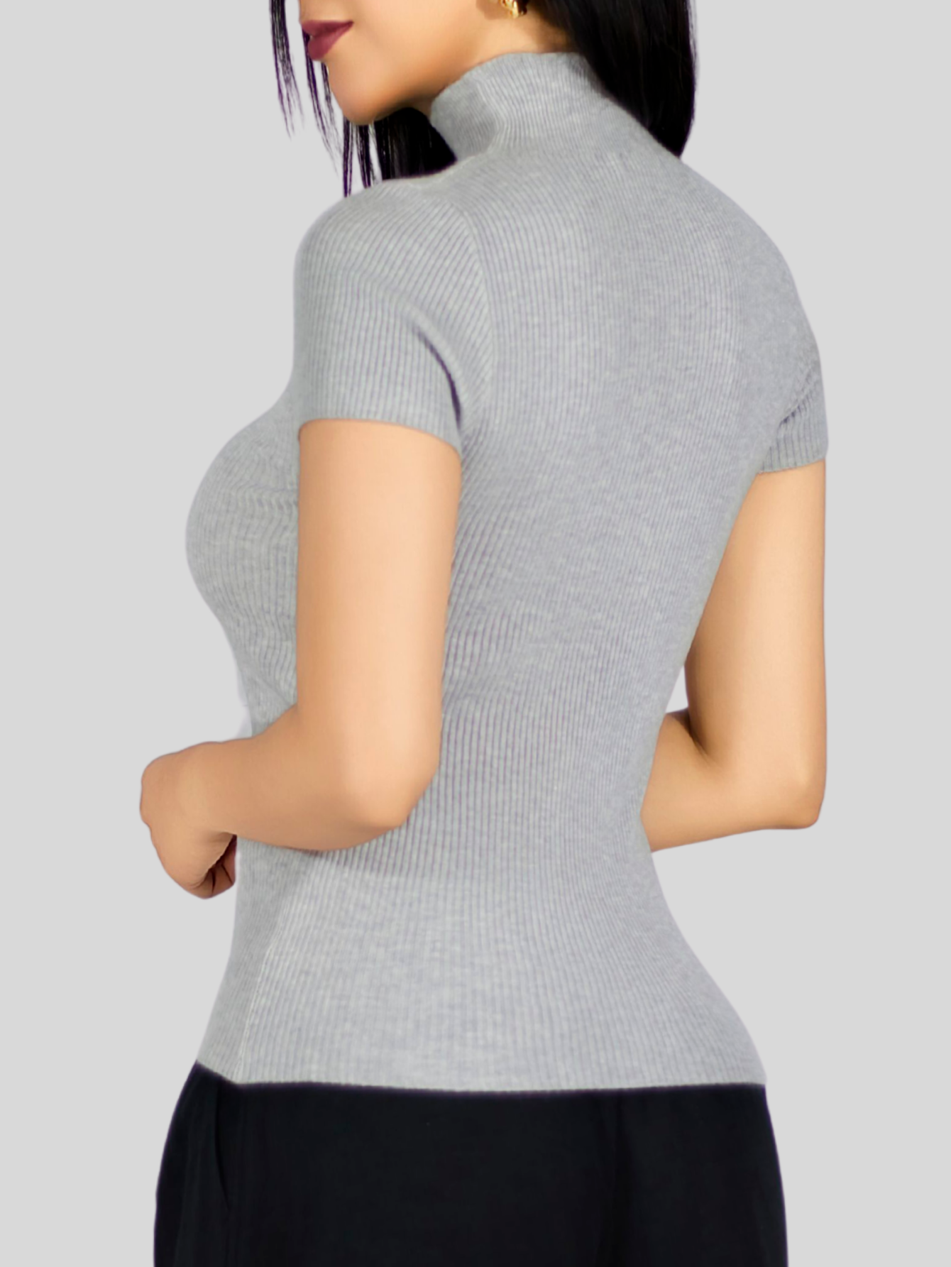 Foto 7 pulgar | Blusas Mujer Casual Blusa Crop Bl-1034 Gris Top Camiseta Stretch