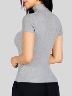 Foto 6 | Blusas Mujer Casual Blusa Crop Bl-1034 Gris Top Camiseta Stretch