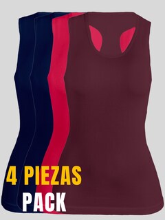 Foto 5 | Pack De 4 Blusas De Tirante Unitalla Microfibra Fresca Basicos De Mujer Croptop Dama Bl-1007 Surtido En Color Ajustables