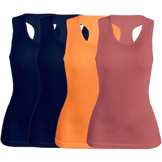 Foto 1 | Pack De 4 Blusas De Tirante Unitalla Microfibra Fresca Basicos De Mujer Croptop Dama Bl-1007 Surtido En Color Ajustables