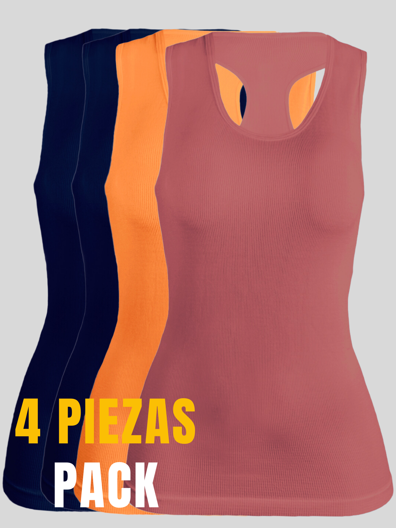 Foto 6 pulgar | Pack De 4 Blusas De Tirante Unitalla Microfibra Fresca Basicos De Mujer Croptop Dama Bl-1007 Surtido En Color Ajustables