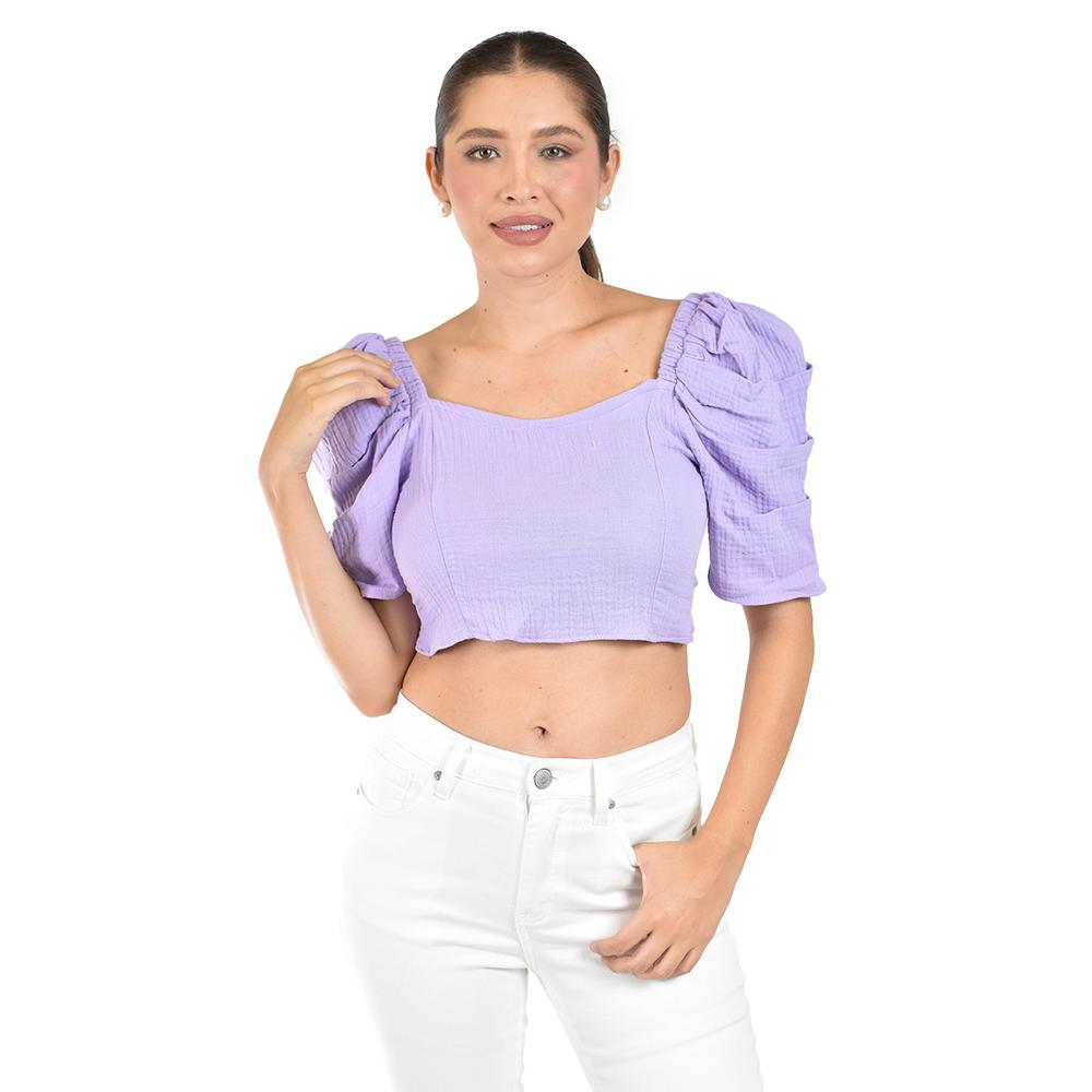 Foto 3 pulgar | Crop Top Con Moño En Espalda Roman Fahion /juvenil  0680 (lila) Lila