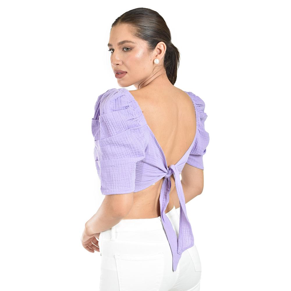 Foto 4 | Crop Top Con Moño En Espalda Roman Fahion /juvenil  0680 (lila) Lila