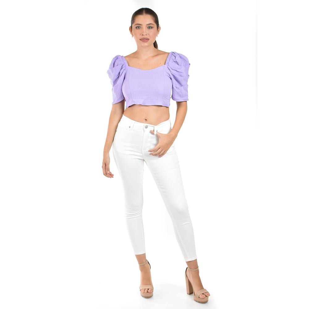 Foto 6 pulgar | Crop Top Con Moño En Espalda Roman Fahion /juvenil  0680 (lila) Lila