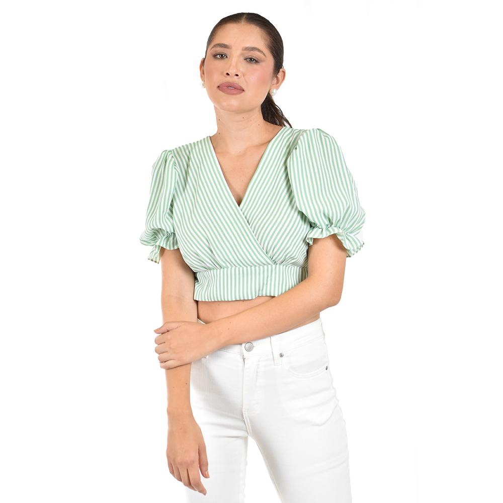 Foto 2 pulgar | Crop Top Con Abertura Roman Fashion /juvenil  0604 (verde) Verde