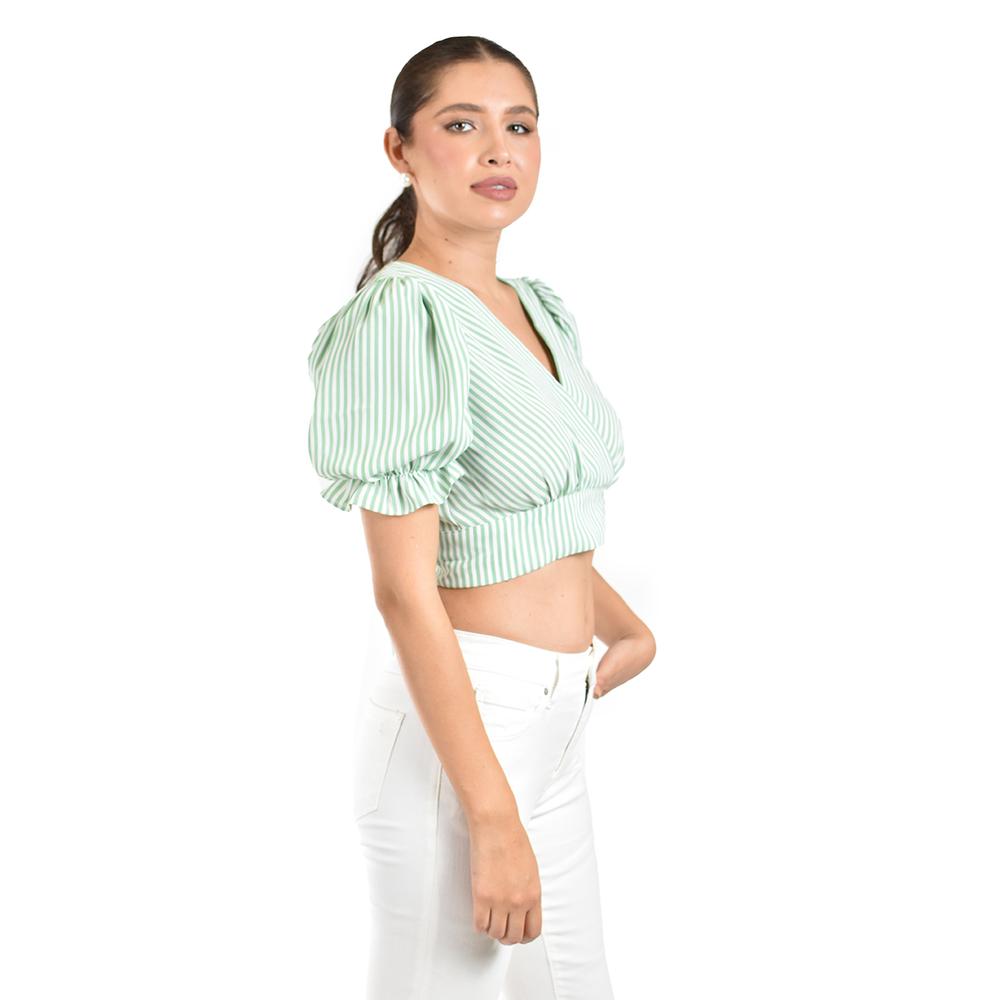 Foto 3 pulgar | Crop Top Con Abertura Roman Fashion /juvenil  0604 (verde) Verde