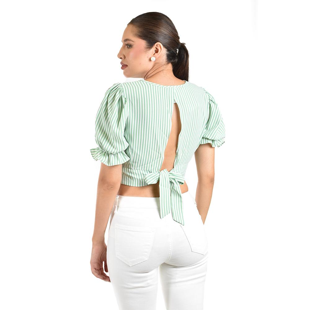 Foto 4 pulgar | Crop Top Con Abertura Roman Fashion /juvenil  0604 (verde) Verde