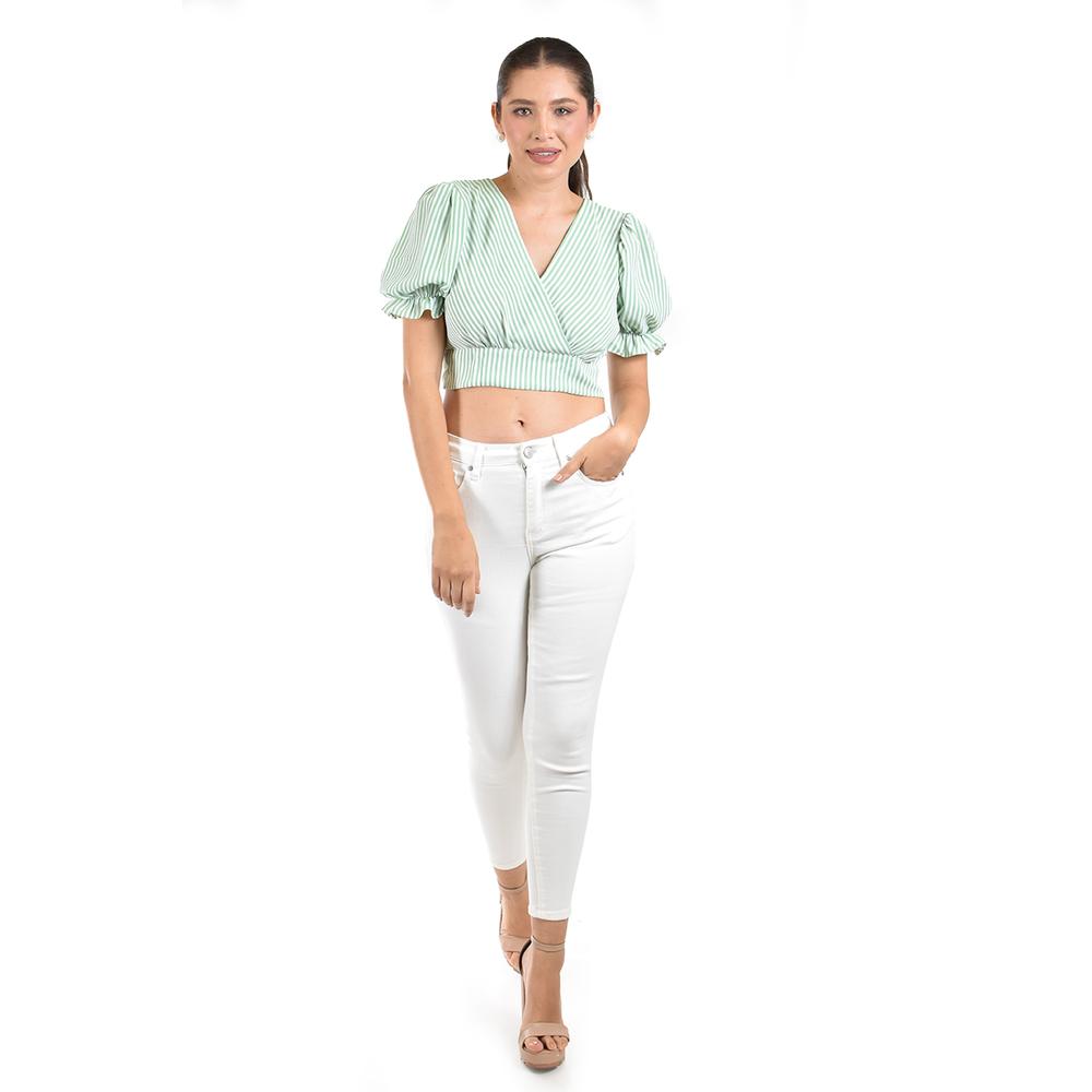 Foto 5 pulgar | Crop Top Con Abertura Roman Fashion /juvenil  0604 (verde) Verde