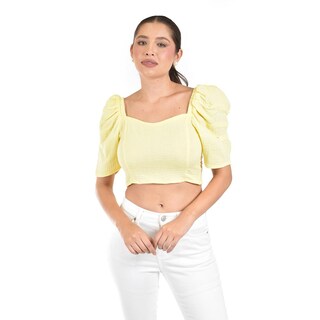 Foto 1 | Crop Top Con Moño En Espalda Roman Fahion /juvenil 0680 (amarillo) Amarillo