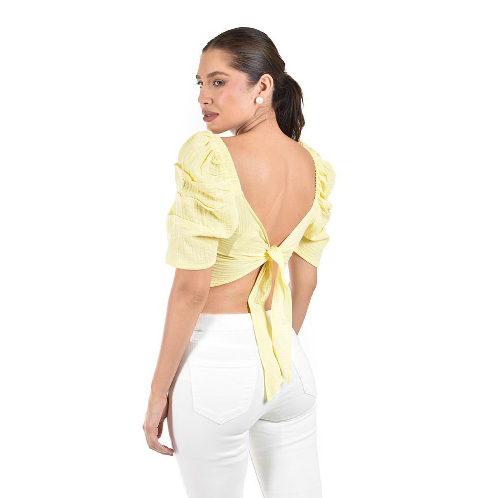 Foto 3 | Crop Top Con Moño En Espalda Roman Fahion /juvenil  0680 (amarillo) Amarillo