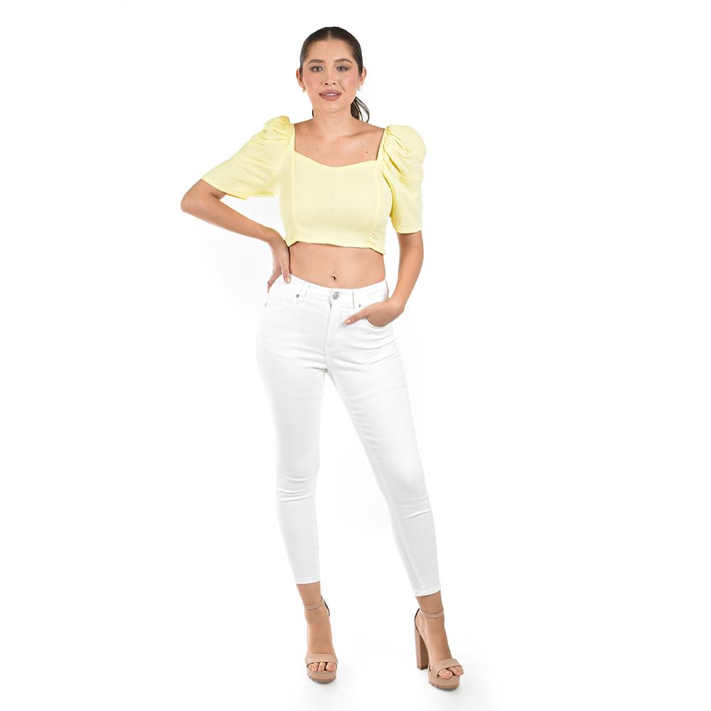 Foto 5 pulgar | Crop Top Con Moño En Espalda Roman Fahion /juvenil  0680 (amarillo) Amarillo